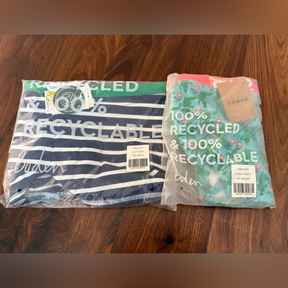 NWT Boden Kids Swim Trunks - Navy/White Stripes and Gator Pattern